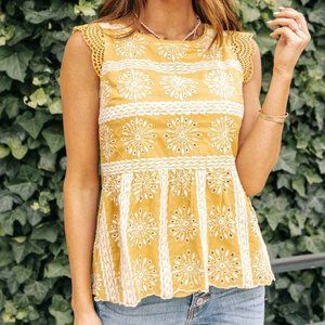 Embroidered Ruffle Sleeve Flowy Top